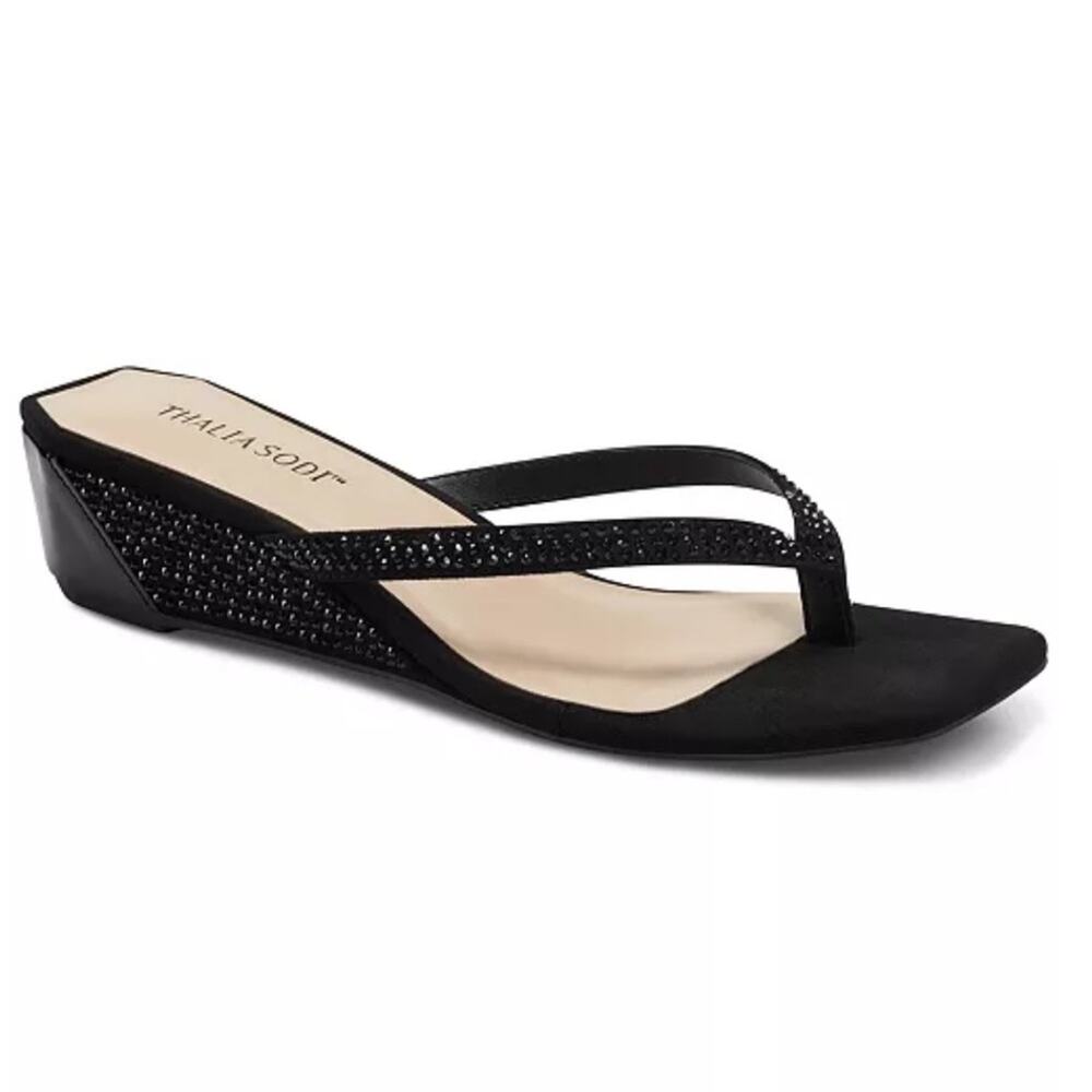 THALIA SODI Women's Verra Wedge Sandals Black Sz 6